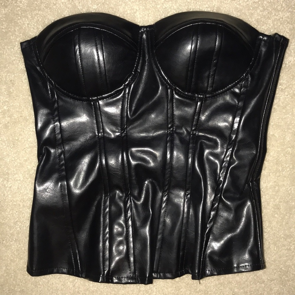 Black pleather corset top